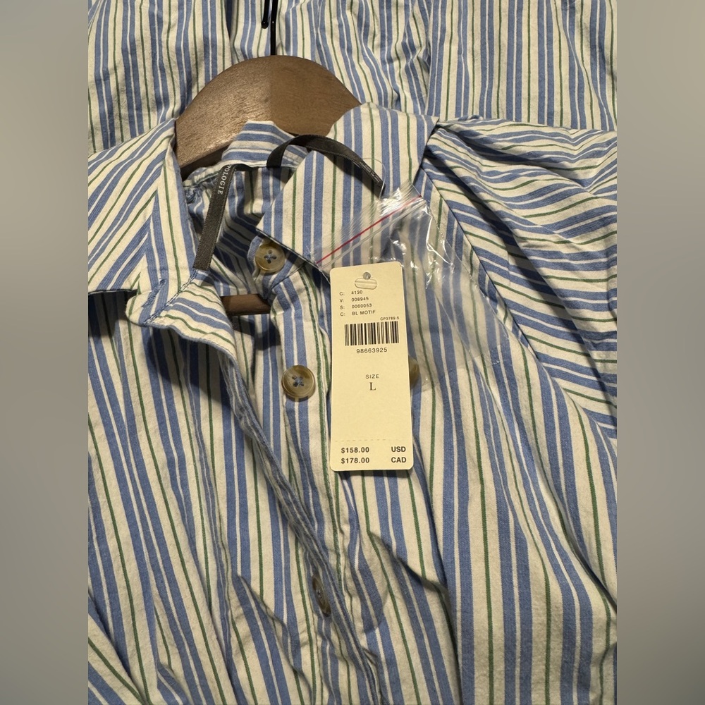 ✨ Anthropologie Puff-Sleeve Mini Shirt Dress Sz L - Picture 10 of 11